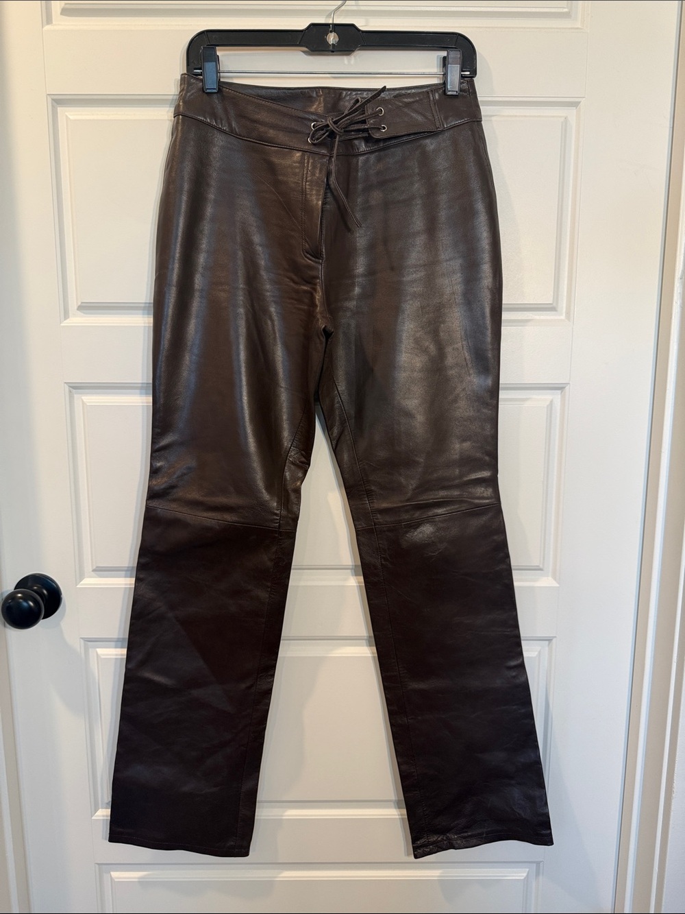 Y2K XOXO Genuine Leather Brown Pants lace up belt 5